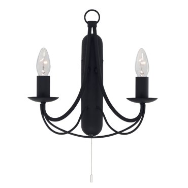 Searchlight Maypole - Wandleuchte mit Zugschalter - 31 x 31 cm - schwarz