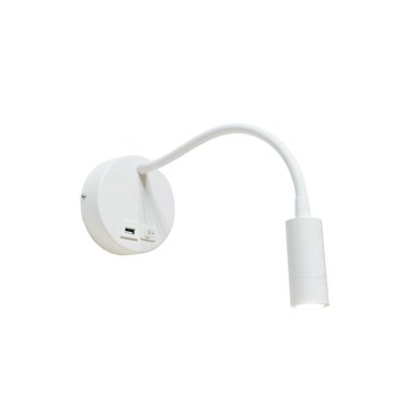 Artdelight Flex-USB - Wandleuchte mit Schalter und USB-Anschluss - Ø 11 x 34 cm - 3W LED inkl. - weiß