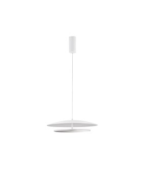 Nova Luce Olos - Hängelampe - Ø 50 x 120 cm - 37W dimmbar LED inkl. - Sand weiß und chrom spiegel