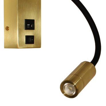 Artdelight Easy - Wandleuchte mit Schalter und USB-Anschluss - 6 x 32 x 14 cm - 3W LED inkl. - matt gold