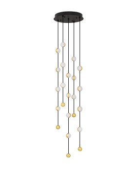 Nova Luce Alcinoe - Hängelampe - Ø 38 x 200 cm - 64W dimmbar LED inkl. - matt schwarz und gold