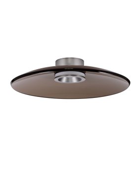 Nova Luce Esti - deckenleuchte - Ø 50 x 10,6 cm - 33W dimmbar LED inkl. - gebürstetes nickel und dunkelbraunes Glas