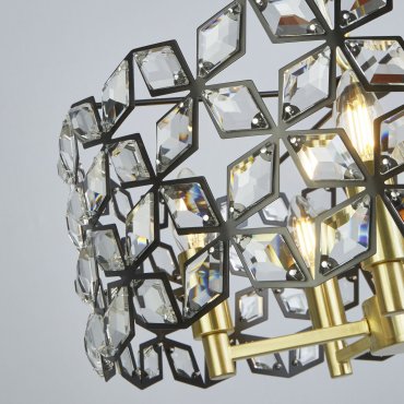 Searchlight Iris - Pendelleuchte - Ø 48 x 150 cm - schwarz und Messing satiniert