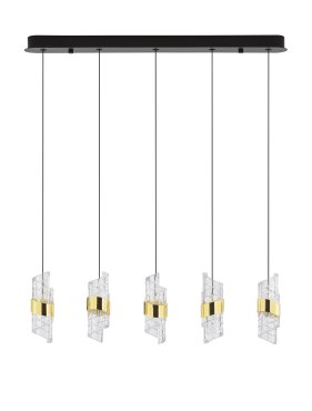 Nova Luce Seneca - Hängelampe - 83 x 150 x 7,5 cm - 41W LED inkl. - gold und schwarz