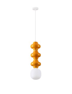 Nova Luce Clio - Hängelampe - Ø 18 x 240 cm - orange und Opalglas