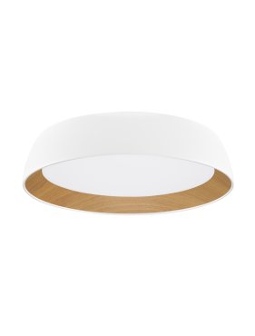 Nova Luce Sigi - Deckenleuchte - Ø 45 x 10 cm - 40W dimmbar LED inkl. - Sand Weiß und Holz