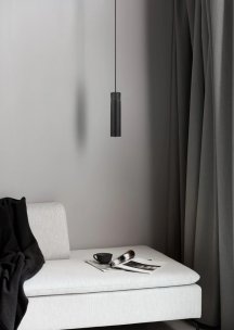 AUSSTELLUNGSSTÜCK - Tilo Pendant Black + 3-Phasen-Schienenadapter – Pendelleuchte für Schienensystem – Schwarz