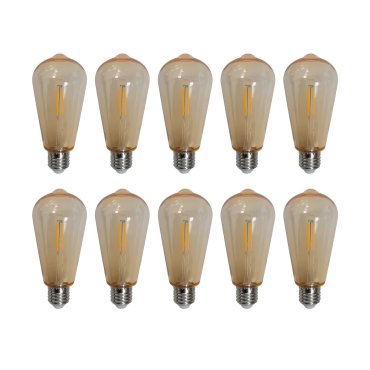 New Garden ST64 LED  - Ø 6,3 x 14 cm - E27 - Set mit 10 LED-Lampen - 1,5W nicht dimmbar - 1800K - amberfarben