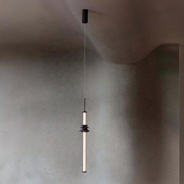 Nova Luce Stalactite - Hängelampe - Ø 8 x 180 cm - 8W dimmbar LED inkl. - sand schwarz