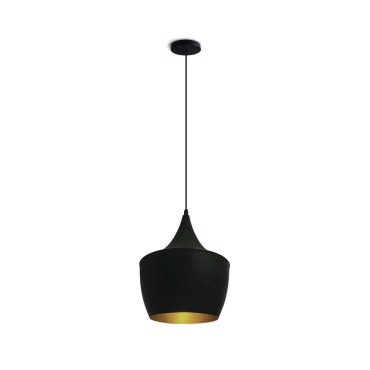 ONE Light Retro Pendelleuchten - Hängeleuchte - Ø 24 x 190 cm - schwarz und messing