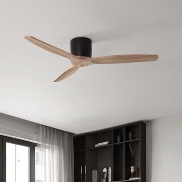 Nova Luce Ninemia - Deckenventilator mit Fernbedienung - Ø 132 cm - Sand schwarz und Naturholz