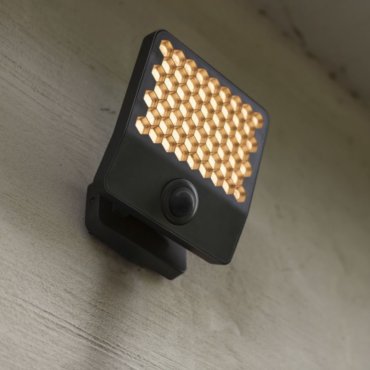 Lutec Atlantis – Strahler mit Sensor – 22,2 x 20,1 x 12,4 cm – 23,5W LED inkl. – 3000K – IP54 – dunkelgrau
