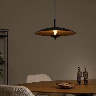 Lucide Vulcan - Pendelleuchte - Ø 47 x 143,4 cm - 9W dimmbare LED inkl - schwarz und messing