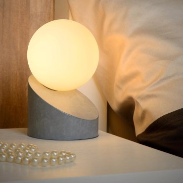 Lucide Len - Tischleuchte - 16 cm - grau und opal