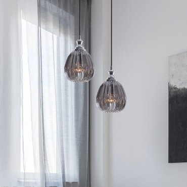 Nova Luce Zarley - Hängeleuchte - Ø 18 x 120 cm - Chrom und Rauchgrau