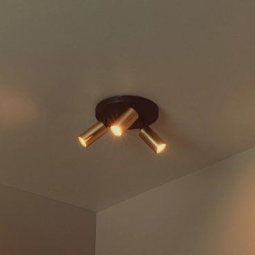 Lucide Ritmo - Aufbaustrahler 3L - Ø 18 x 11,1 cm - schwarz mit gold