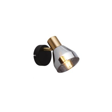Searchlight Westminster - Aufbaustrahler 1L - 9 x 17 cm - schwarz, satiniertes Messing und Rauchglas