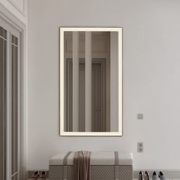 Nova Luce Deca - Spiegel mit Beleuchtung - 70 x 120 x 3,5 cm - 36W LED inkl. - IP44 - sand schwarz und weiß