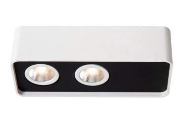 Lucide Angular - Deckenspot - 18 x 7 x 5 cm - 2x 6W dimmbare LED inkl - weiß mit schwarz
