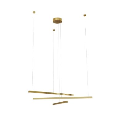 Maxlight Trio - Hängeleuchte - 100 x 3,6 x 150 cm - 3 x 12W dimmbare LED inkl. - gebürstetes Gold