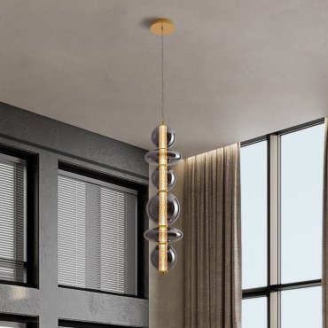 Nova Luce Navi - Hängelampe - 17 x 22 x 200 cm - 27W LED inkl. - Messing gold und rauchgrau