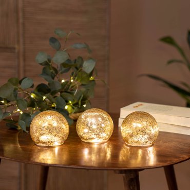 AUSSTELLUNGSSTÜCK - New Garden Lua - dekoratives Set von Lichtkugeln - 3 Stück - Ø 10 cm - gold