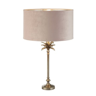 Searchlight Palm - Tischleuchte - Ø 38 x 65 cm - antik nickel und rosa