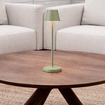 Nova Luce Petit - wiederaufladbare Tischleuchte - Ø 7 x 28 cm - 2W dimmbare LED inkl. - IP54 - olivgrün