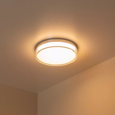Lucide Plano - Außen-Deckenleuchte - Ø 28 x 5,9 cm - 16W dimmbare LED inkl - IP44 - opal und chrom