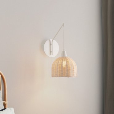 Nova Luce Fado - wandleuchte - Ø 20,5 x 40 cm - Natürliches Rattan