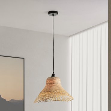 Nova Luce Aura - Hängelampe - Ø 45 x 150 cm - rattan und Sand schwarz