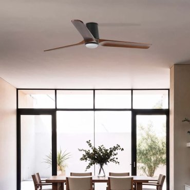 Faro Heywood Tub L - deckenventilator mit licht - Ø 132 - matt schwarz und walnuss