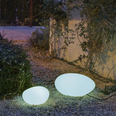 New Garden Petra - automatische solarbetriebene Tischleuchte für draußen - 40 x 29 x 20 cm - IP65 - weiß - RGB + weiße Lichtfarbe