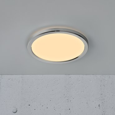 Nordlux Oja - Deckenleuchte für Badezimmer - Ø 30 x 2,5 cm - 3 Stufen Moodmaker SceneSelect Funktion (3000K-4000K) - 14,5W LED inkl. - IP54 - Chrom