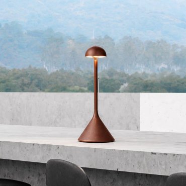 Nova Luce Dalt - wiederaufladbare Tischleuchte für den Außenbereich - Ø 9,5 x 25 cm - 1W dimmbare LED inkl. - IP54 - corten