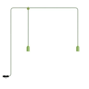 Creative Cables Eiva F-snake - tragbare Lichtgirlande - 2,25 Meter Gesamtlänge - 2 x Eiva 3-fach E27 Fassung mit Silikonkabelhalter - IP65 - soft green