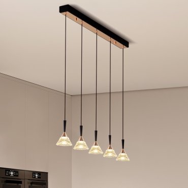Nova Luce Paluz - Hängelampe - 90,5 x 150 x 10,5 cm - 30W dimmbar LED inkl. - matt schwarz und roségold