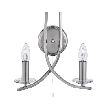 Searchlight Ascona - Wandleuchte mit Zugschalter - 28 x 30 cm - satiniert silber