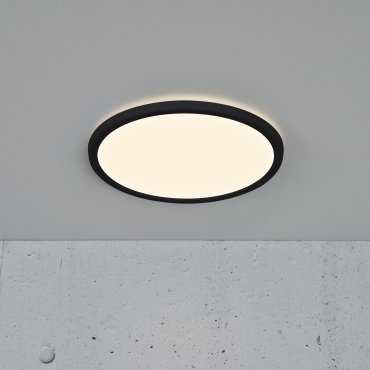Nordlux Oja - Deckenleuchte für Badezimmer - Ø 29,4 x 2,3 cm - 3 Stufen Moodmaker SceneSelect Funktion (3000K-4000K) - 14,5W LED inkl. - IP54 - schwarz