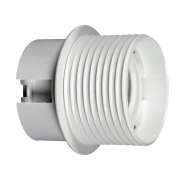 VK Lighting - Fassung E27 - Kunststoff - mit Gewinde &amp; Flansch - Ø 4,0 x 4,5 cm - weiß