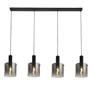 Searchlight Sweden - Pendelleuchte - 142 x 150 cm - mattschwarzes und geräuchertes Glas