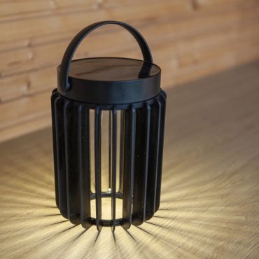 Lutec Kozy - solarbetriebene Tischleuchte für draußen - Ø 13,7 x 18,6 cm - 2,8W LED inkl. - IP44 - schwarz