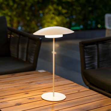 New Garden Sardinia 40 - wiederaufladbare Tischleuchte - Ø 22 x 40 cm - 6W dimmbare LED inkl - IP44 - weiß