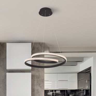 Nova Luce Grania - Pendelleuchte - Ø 55 x 120 cm - 25W dimmbare LED inkl. - Sand schwarz