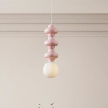 Nova Luce Clio - Hängelampe - Ø 18 x 240 cm - rosa und Opalglas