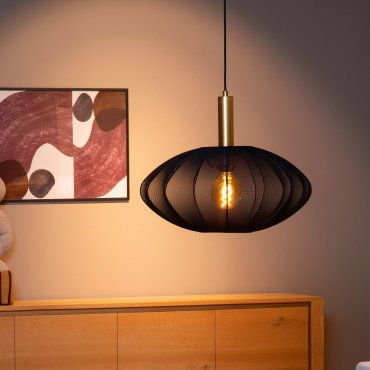 Lucide Corina - Pendelleuchte - Ø 50 x 170 cm - Schwarz und Messing