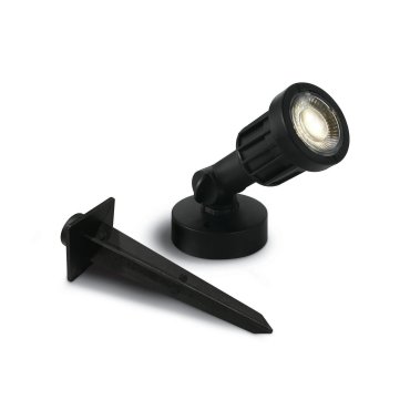 ONE Light LED Garden Spots - Bodenspot auf Erdspieß - Ø 5,5 x 15 cm - 5W LED inkl. - IP65 - schwarz - warmweiße Lichtfarbe