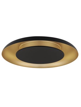 Nova Luce Epos - Deckenleuchte - Ø 60 x 6 cm - 38W dimmbar LED inkl. - Sand schwarz und gebürstetes gold