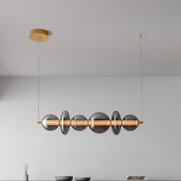Nova Luce Navi - Hängelampe - 111,3 x 200 x 22 cm - 29W LED inkl. - Messing gold und rauchgrau