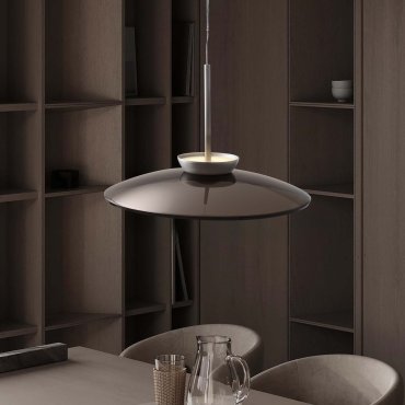 Nova Luce Esti - hängelampe - Ø 50 x 240 cm - 21W dimmbar LED inkl. - gebürstetes nickel und dunkelbraunes Glas